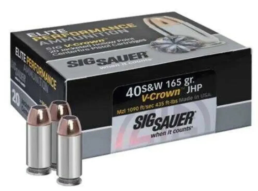 Sig Sauer E40SW150 V-Crown 40 S&W 165gr JHP ammo in box