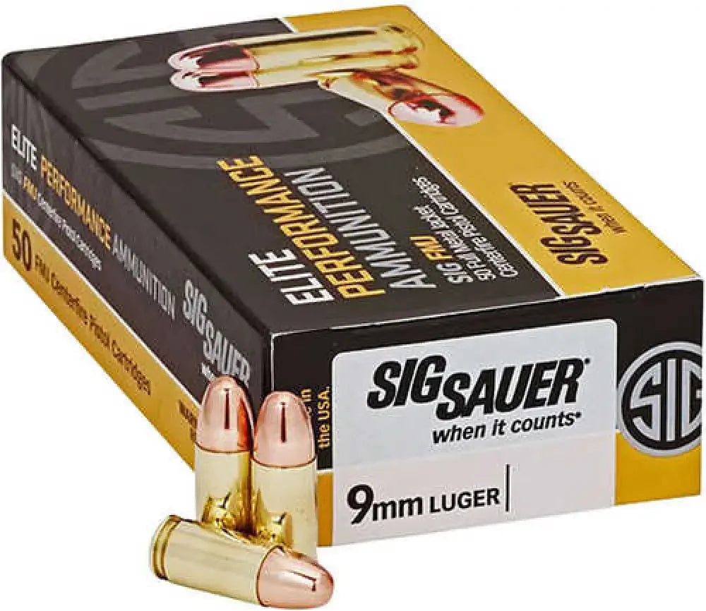 Sig Sauer Elite Ball 9mm reduced recoil FMJ ammo box