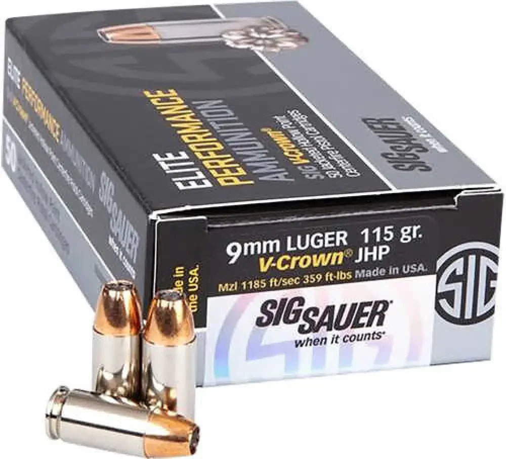 Sig Sauer Elite V-Crown 9mm 115 Grain JHP for personal defense