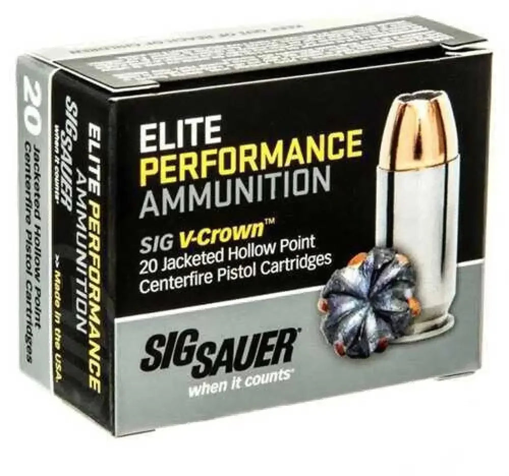 Sig Sauer 45 ACP 185 grain hollow point ammo with superior stopping power