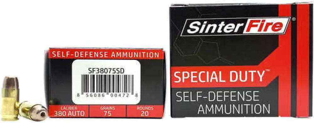 SinterFire 380 ACP 75 grain hollow point lead-free frangible ammo box