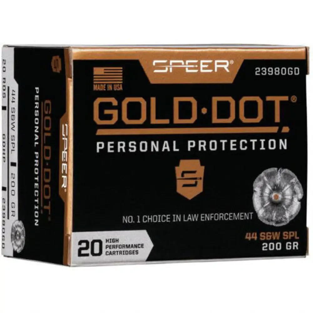 Speer Gold Dot 44 Special 200 Grain Jacketed Hollow Point for Personal Protection