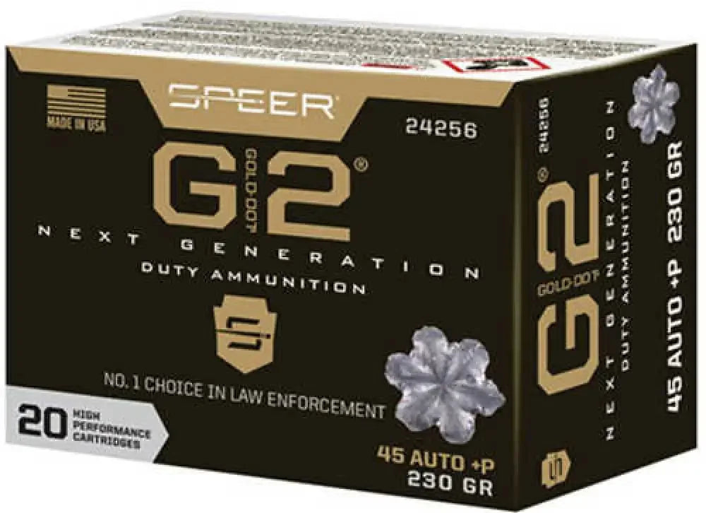 Speer Gold Dot 45 ACP 230 gr jacketed hollow point ammo box