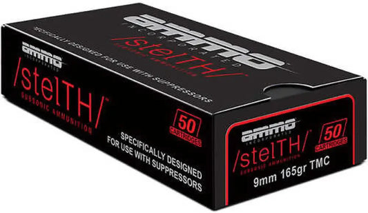 Stelth 9mm Luger 165gr TMC steel core ammo box, 50 rounds