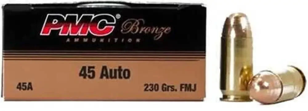 PMC 45 ACP 250 rounds ammunition full metal jacket brass casings