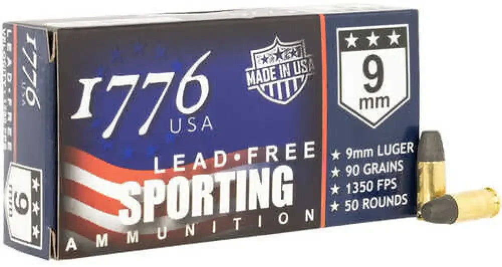 1776 USA lead free pistol ammo 9mm 90gr LFB patriotic box