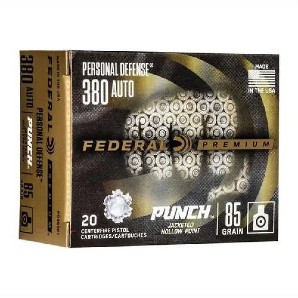 Federal Premium 380 Auto Punch JHP 85gr personal defense ammo box