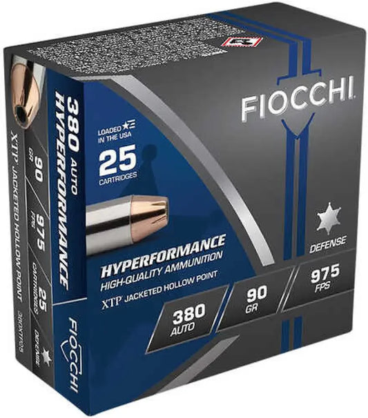 Fiocchi 380 ACP 25 rounds ammunition 90 grain hollow point box