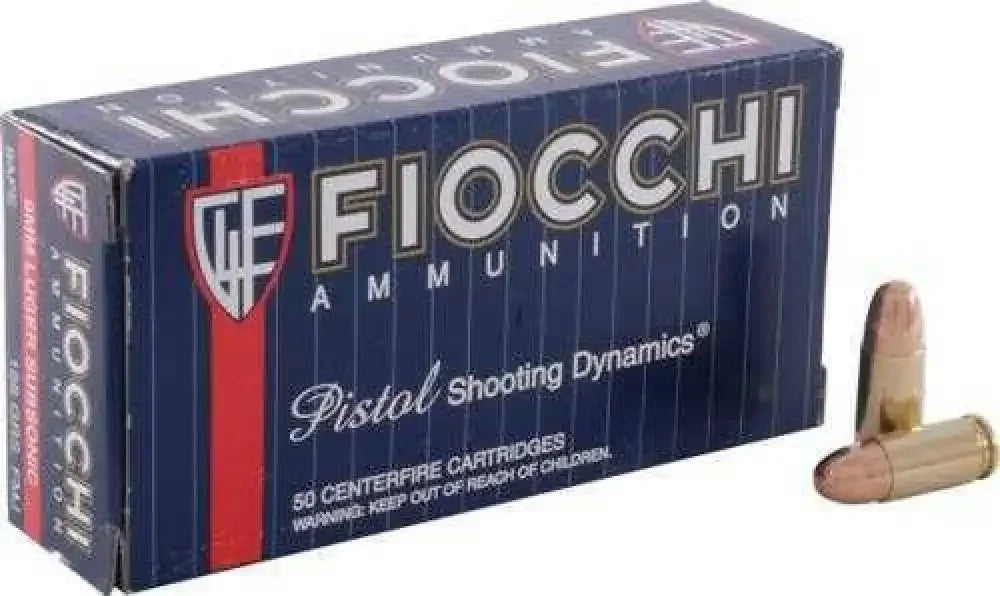 Fiocchi 9mm Luger 50-round box of full metal jacket ammo