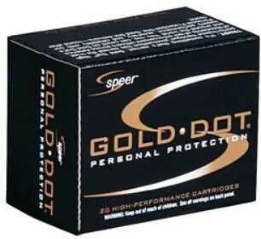 CCI Speer Gold Dot 9mm hollow point ammo box