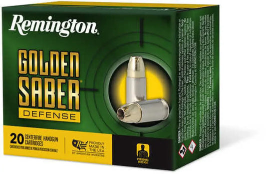 Remington Golden Saber Defense 40 S&W hollow point cartridges in box