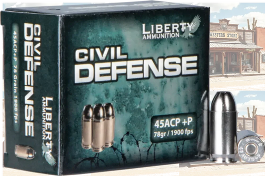 Liberty Ammunition Civil Defense 45 ACP +P hollow point ammo box