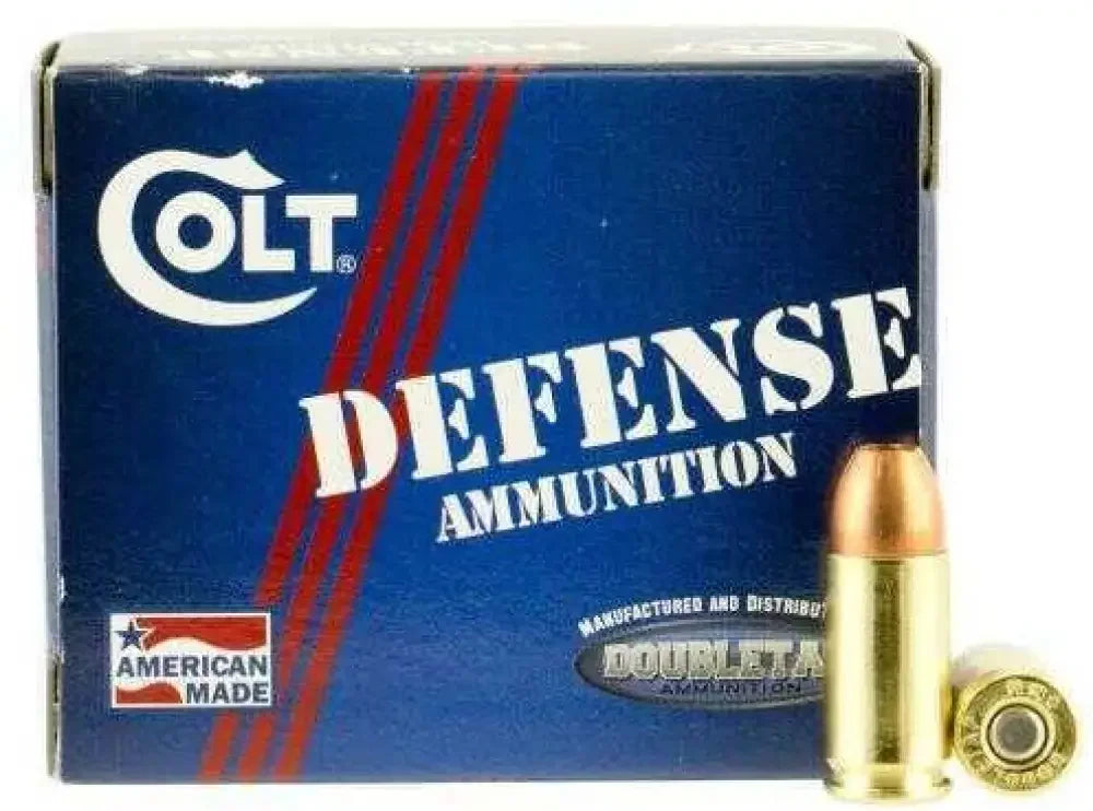 Colt 9mm Luger 20-round box with gold jacketed hollow point bullets for personal protection