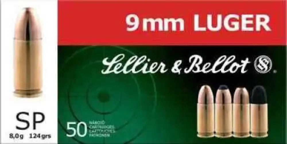 Unleash Power: Sellier Bellot 9mm Luger Ammunition - 124 Grain / Soft Point - Handgun Ammo