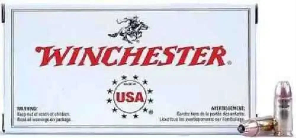 Winchester 9mm Luger 115 grain full metal jacket ammo box with 100 rounds