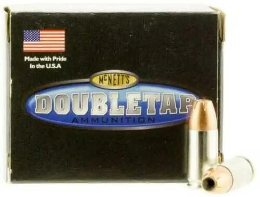 DoubleTap Equalizer 9mm Luger ammo box with dual projectile design bullets
