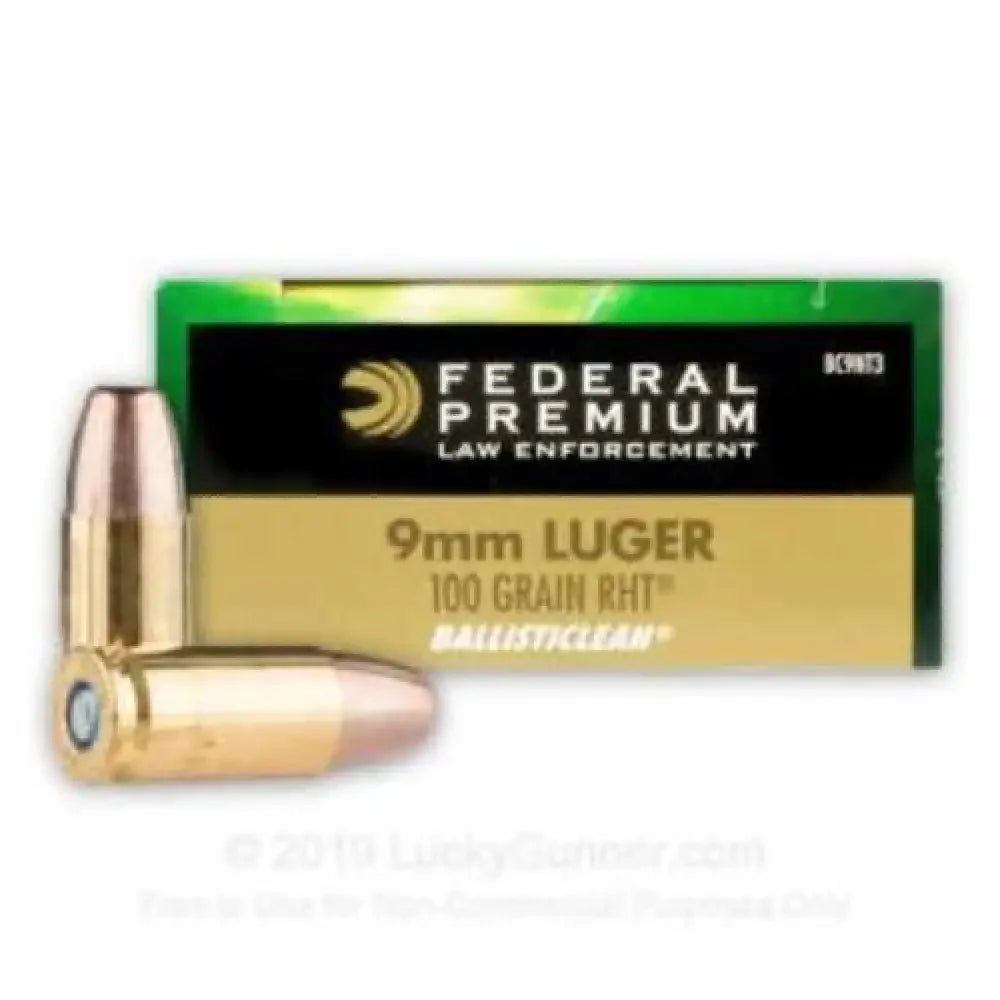 Federal 9mm luger ammunition 100 grain hollow point for close quarters training