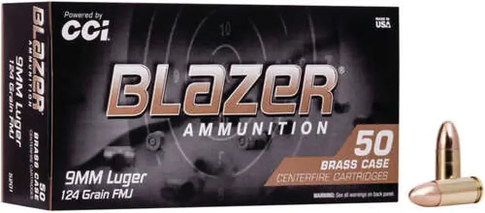 Blazer Brass 9mm 124 Grain FMJ Ammunition Box