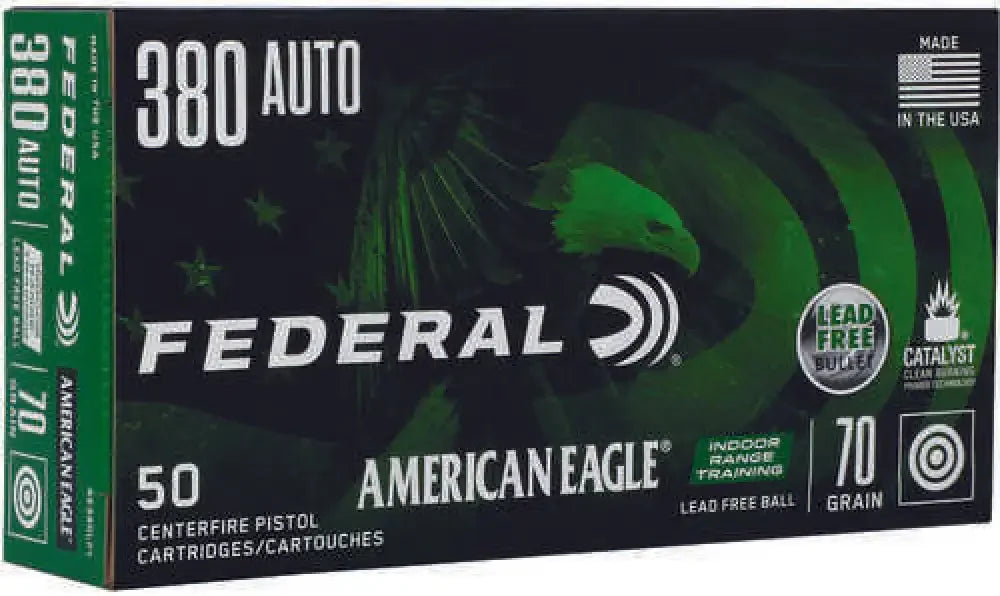 Federal American Eagle 380 ACP 70 Gr Lead Free IRT Ammo Box