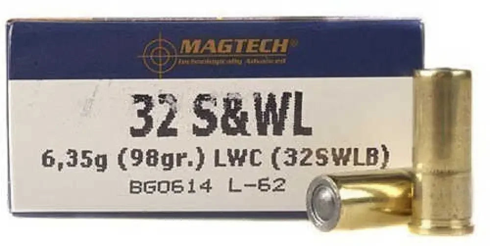 MagTech 32 S&W Long 98 grain wad cutter brass-cased silver-tipped ammo