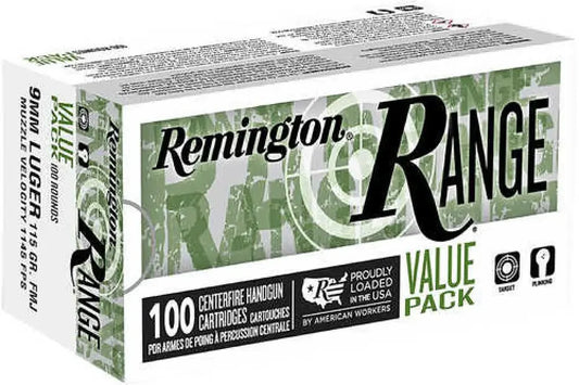 Remington R23979 Range 9mm Luger ammo box with camo pattern