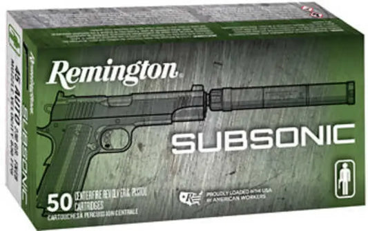 Remington subsonic 45 ACP ammunition 230 grain flat nose for enhanced accuracy