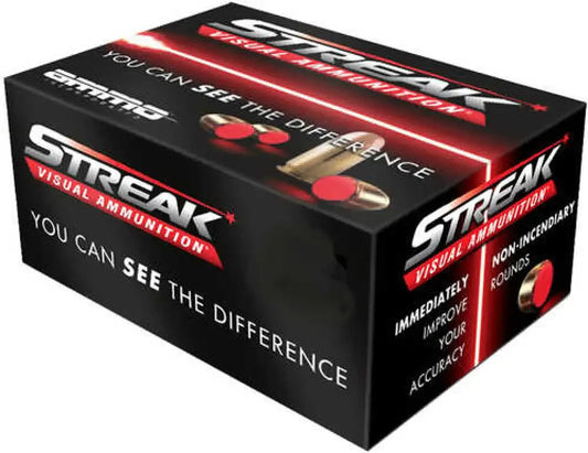 Ammo Inc Streak Visual 115 grain 9mm TMC black box with red silver branding