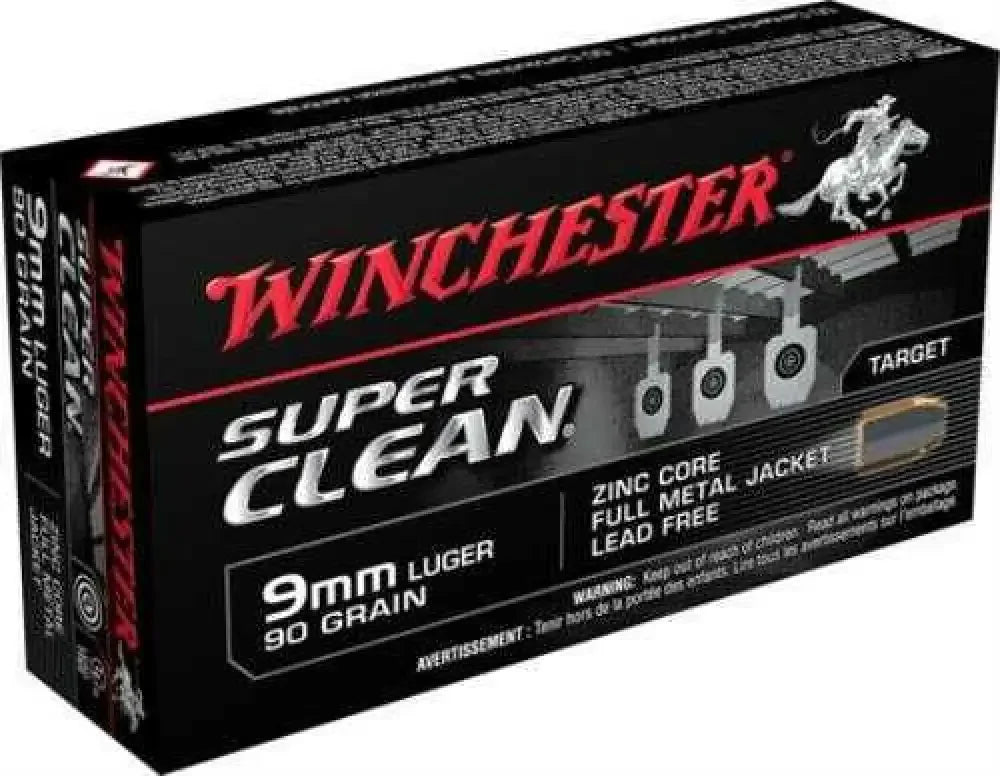 Winchester 9mm Luger 50 rounds lead-free FMJ ammo box