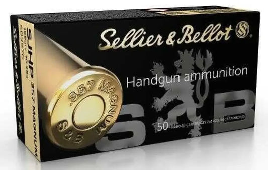 Sellier & Bellot 357 Magnum 158 grain jacketed hollow point ammo box