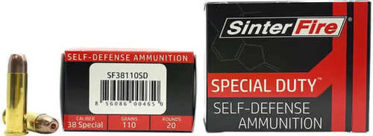 SinterFire SF38110SD frangible hollow point .38 special ammo box