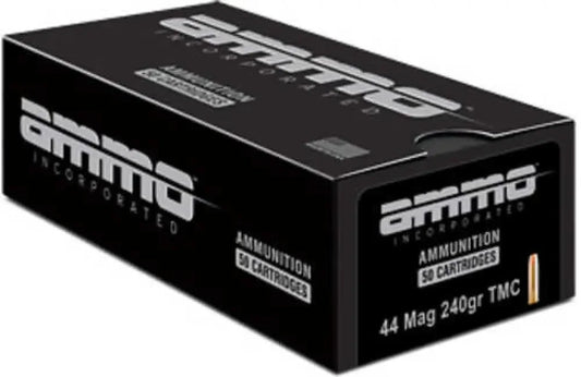 Ammo Inc Signature 44 Magnum black ammo box with total metal coating for superior performance