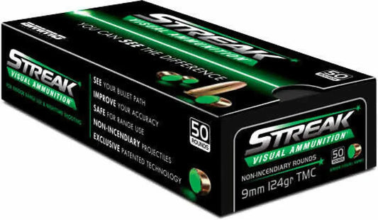 Ammo Inc 9mm 124gr TMC Green Streak high visibility rounds