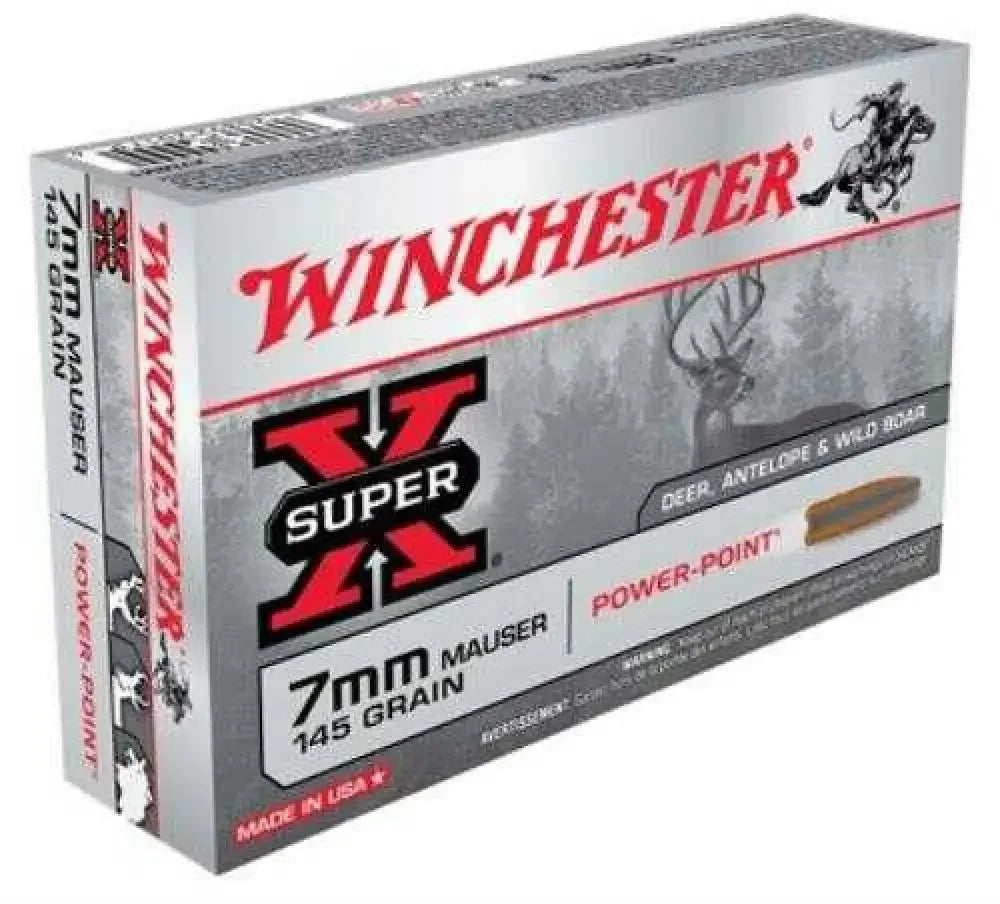 Winchester 7x57mm Mauser 145gr soft point ammo box with deer silhouette