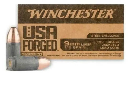 Winchester 9mm Luger 50 rounds FMJ ammunition with steel case