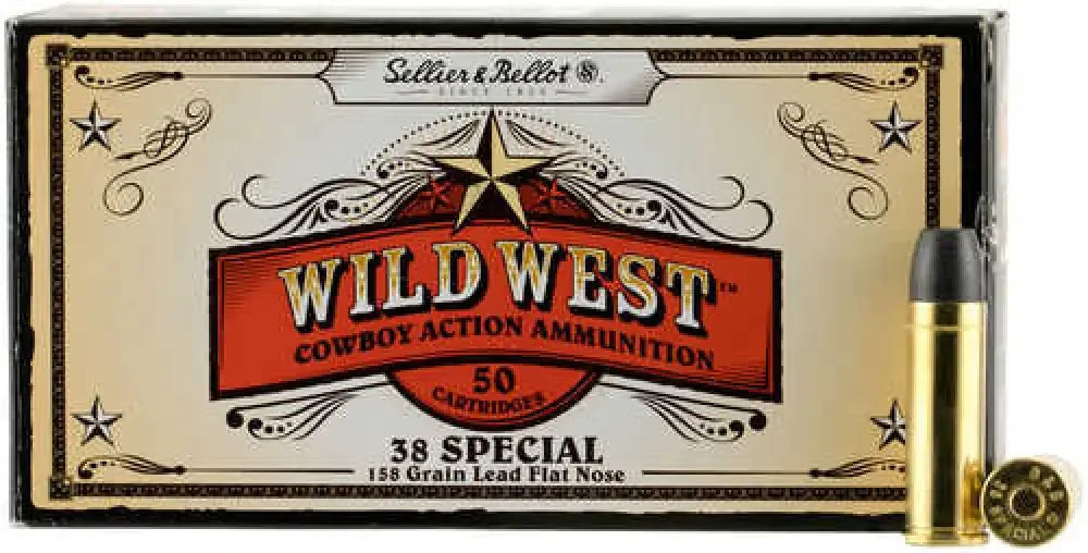 Sellier & Bellot 38 Special ammunition with 158 grain lead flat nose for target shooting