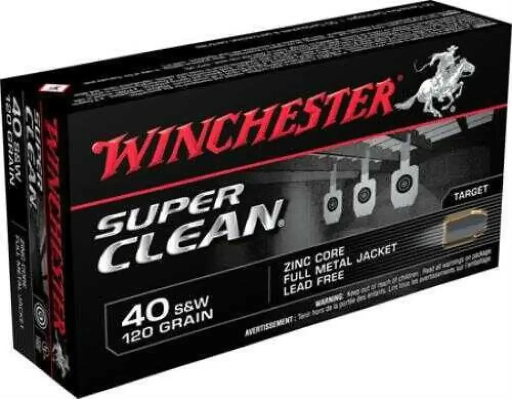 Winchester 40 S&W lead-free FMJ ammo for superior accuracy in target shooting