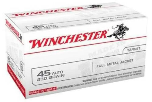 Winchester 45 Acp Rounds Ammunition: Consistent Performance for Target Practice - Acp / 230 Grain / Full Metal Jacket