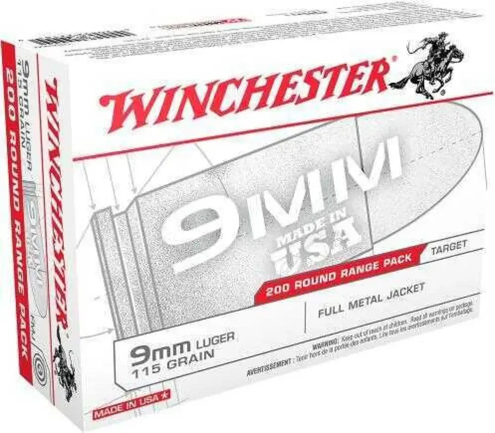 Winchester 9mm Luger full metal jacket ammunition box