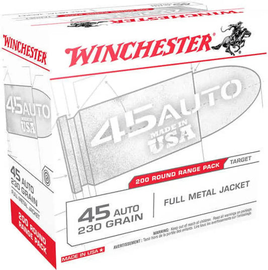 Winchester USA 45 ACP 230 grain full metal jacket ammo for target practice